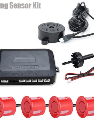 Risingon 12V 22mm Car Parking Sensor Kit Universal 4 Sensors Buzzer Reverse Backup Radar Sound Alert Indicator Probe System