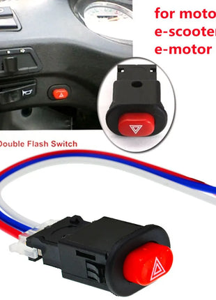 Motorcycle Double Flash Switch Hazard Light Switch Button Flash Warning Scooter Electric Vehicle Modified Emergency Signal Lamp