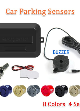 1 Set 4 Sensors Buzzer 22mm Car Parking Sensor Kit Reverse Backup Radar Sound Alert Indicator Probe System 12V Free Shipping