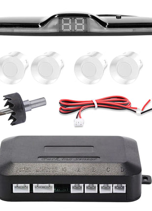 New LED Parking Sensor System Backlight Parktronic Monitor Display Kit Backup Detector Assistant 4 Probes