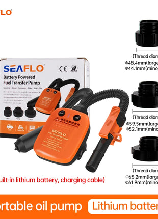 Rechargeable electric car fuel pump with lithium battery, capable of pumping gasoline. Electric, automatic, suitable for self-dr
