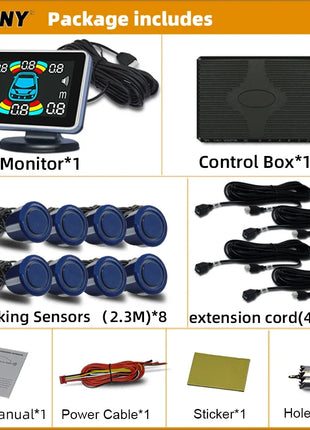 Parktronic 8 Parking Sensor Car Automobile Reversing Backup Radar Electronics Rear  Auto Detector Backing Assistance Kit Buzzer