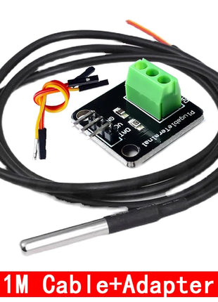 DS18B20 Temperature Sensor Module Kit Waterproof 100CM Digital Sensor Cable Stainless Steel Probe Terminal Adapter For Arduino