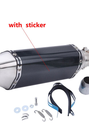 Motorcycle Exhaust Universal 38-51mm Vent Pipe With Muffler 370mm Stainless Steel For ATV Street Bike