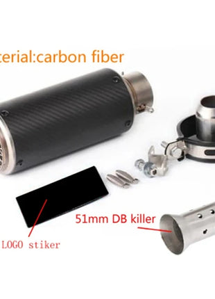 motorcycle exhaust inox muffler carbon fiber exhaust Universal 51/60mm with DB Killer for z900 R3 R25 MT07 MT09 R1 Z400 Z650