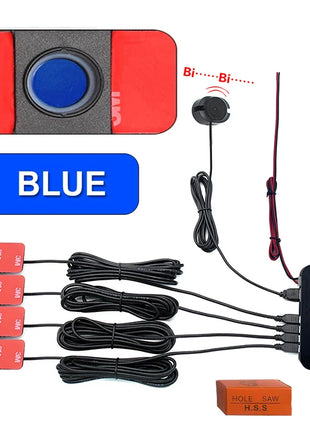 Car Parking Sensor Kit Assistant Park tronics 4 Black/Silver/White 13mm Flat Sensors Reverse Radar Sound Buzzer Alarm Sound