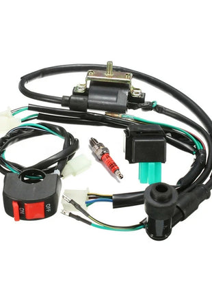 5pcs/set Wiring Loom On-Off Switch Coil CDI Spark Plug Kits 2Pin For 110 125 140cc Pit Bike ATV