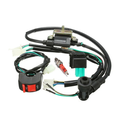 5pcs/set Wiring Loom On-Off Switch Coil CDI Spark Plug Kits 2Pin For 110 125 140cc Pit Bike ATV