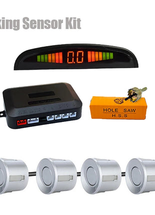 Car LED Parking Sensor Kit with 4 Radar Accurate Digital Display of Obstacle Distance Alarm Parktronic Kit Suitable For Most Car