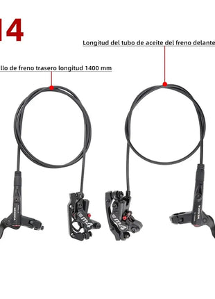 MEROCA 4-Piston MTB Hydraulic Brake Set With Silicone Protective Cover Front And Rear Brake 800mm/1400mm Bike Disc Brake For MTB