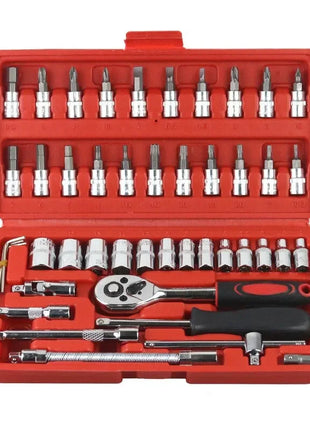 New 46-piece car repair tool kit 1/4 inch socket set car repair kit pry ratchet torque wrench combination car maintenance tools