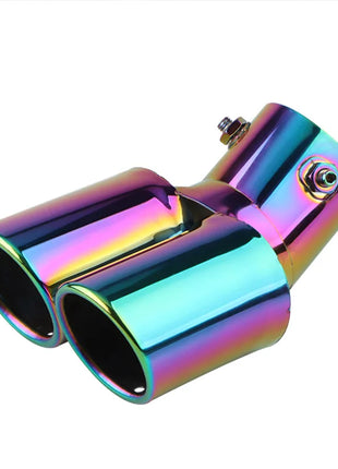 1PCS 2.5 inch Inlet Car Auto Exhaust Muffler Tip Stainless Steel Dual Pipe Trim Modified Car Rear Tail Throat Liner For Most Cars