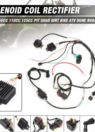 Complete CDI Ignition Electrics Startor Wiring Harness Kit 6 Coil For Motorcycle ATV Quad Pit Bike 50cc 70cc 90cc 110cc 125cc