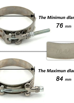 2/2.25/ 2.5/ 2.75/ 3/ 3.25/ 3.5/4 inch T-Bolt Exhaust 304 Clamp Intake Turbo Exhaust Intercooler Silicone Coupler Steel Hose Clamps