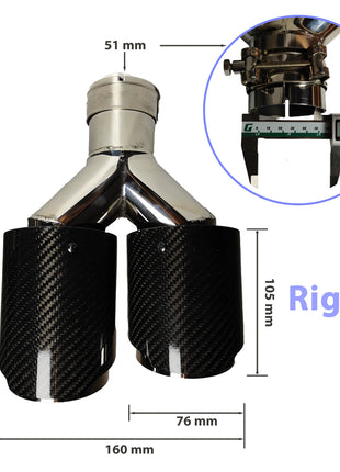 1 Pcs Universal Car Carbon Fiber Glossy Muffler Tip Polishing Y Shape Double Exit Exhaust Pipe Mufflers Nozzle Decoration