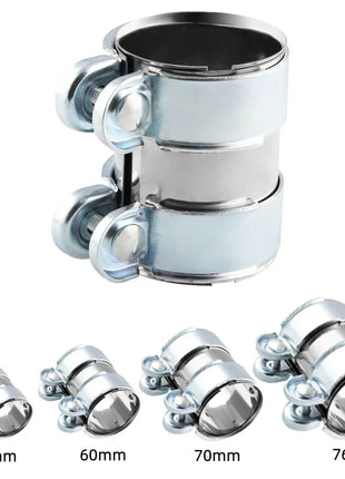 Exhaust Clamp Stainless Steel 45mm 50mm 55mm 60mm 65mm 70mm 76mm Exhaust Tube Pipe Connector Joiner Sleeve Clamp Adjustable Tip