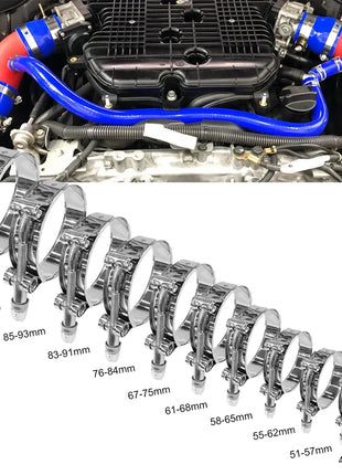 2/2.25/ 2.5/ 2.75/ 3/ 3.25/ 3.5/4 inch T-Bolt Exhaust 304 Clamp Intake Turbo Exhaust Intercooler Silicone Coupler Steel Hose Clamps