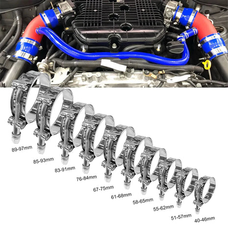 2/2.25/ 2.5/ 2.75/ 3/ 3.25/ 3.5/4 inch T-Bolt Exhaust 304 Clamp Intake Turbo Exhaust Intercooler Silicone Coupler Steel Hose Clamps