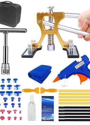 Car Dent Repair Sheet Metal Tools Auto Adjustable Width + T Dent Puller Slide Hammer Reverse Hammer Glue Kit car accessories