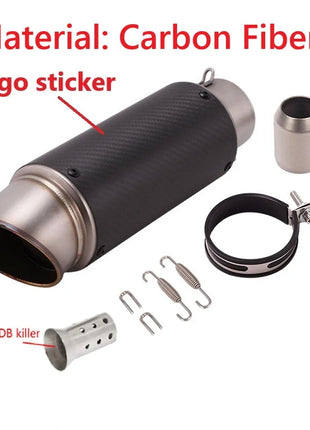 motorcycle exhaust inox muffler carbon fiber exhaust Universal 51/60mm with DB Killer for z900 R3 R25 MT07 MT09 R1 Z400 Z650