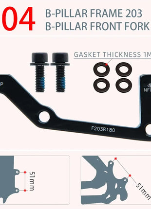 Disc Brake Base Pads Set Electric Mountain Bike PM/IS 160 180 203 Mm Aluminum Alloy Caliper Adapter Bicycle Accessory Hydraulic