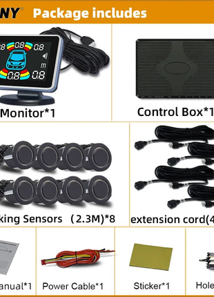 Parktronic 8 Parking Sensor Car Automobile Reversing Backup Radar Electronics Rear  Auto Detector Backing Assistance Kit Buzzer