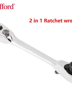 Rafford Mini Treble 1/4 Ratchet Wrench Double Ended Quick Socket Ratchet Wrench Screwdriver Hex Torque Wrenches Set 2in1 Spanner