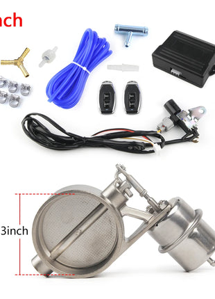 Exhaust Control Valve Set With Vacuum Actuator CUTOUT 2 2.36 2.5 2.75 3 3.5inch Pipe CLOSE STYLE with Wireless Remote Controller