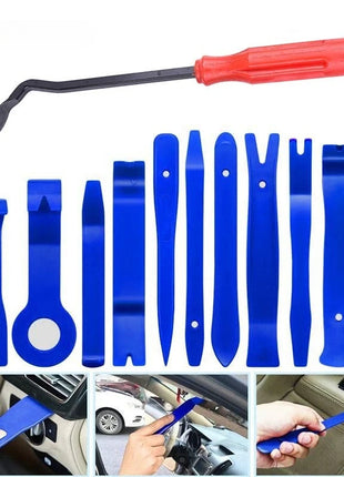 12pcs Auto Door Clip Panel Trim Removal Tools Kits Navigation Blades Disassembly Plastic Car Interior Conversion Repairing Tool