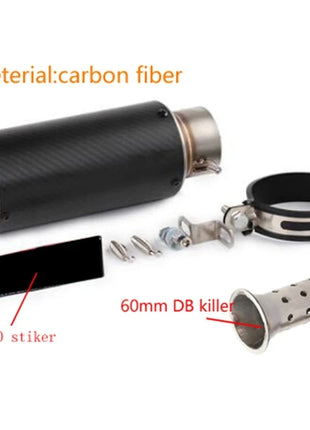 motorcycle exhaust inox muffler carbon fiber exhaust Universal 51/60mm with DB Killer for z900 R3 R25 MT07 MT09 R1 Z400 Z650