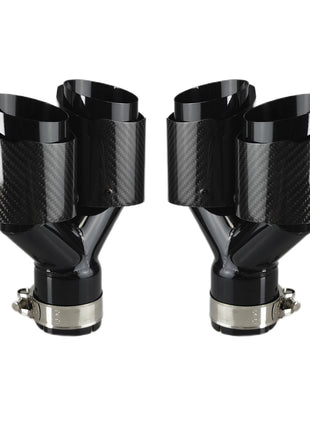 Car Carbon Fiber Glossy Muffler Tip Y Shape Double Exit Exhaust Pipe Mufflers Nozzle Decoration Universal Stainless Black