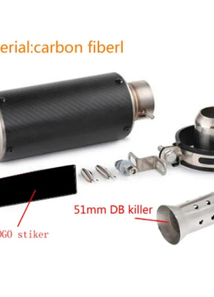 motorcycle exhaust inox muffler carbon fiber exhaust Universal 51/60mm with DB Killer for z900 R3 R25 MT07 MT09 R1 Z400 Z650