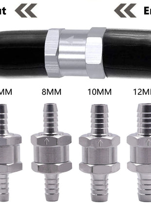 Universal Fuel Non Return Check Valve Aluminium Alloy 6mm 8mm 10mm for Peugeot Renault Marine Motorcycle Petrol Diesel