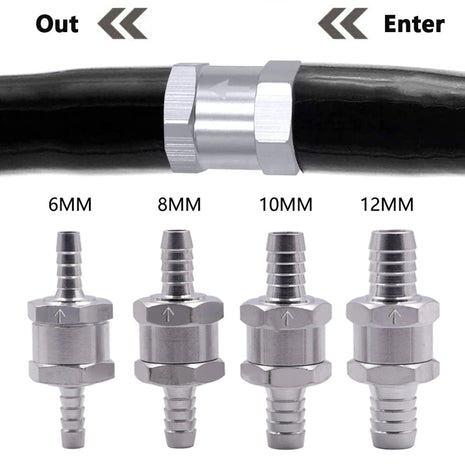 Universal Fuel Non Return Check Valve Aluminium Alloy 6mm 8mm 10mm for Peugeot Renault Marine Motorcycle Petrol Diesel