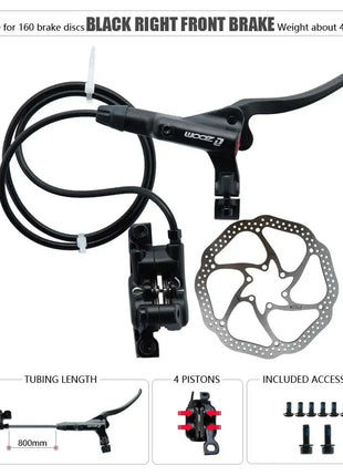 ZOOM HB-876 4 Piston Folding Mountain Bike Disc Hydraulic Brake Set Front 800 Rear 1400 Mm Mtb Bicycle Cramp Red Cycling Parts