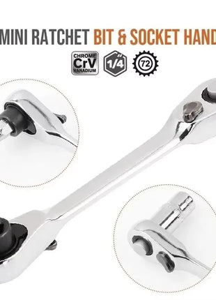 Rafford Mini Treble 1/4 Ratchet Wrench Double Ended Quick Socket Ratchet Wrench Screwdriver Hex Torque Wrenches Set 2in1 Spanner