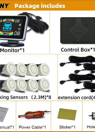 Parktronic 8 Parking Sensor Car Automobile Reversing Backup Radar Electronics Rear  Auto Detector Backing Assistance Kit Buzzer