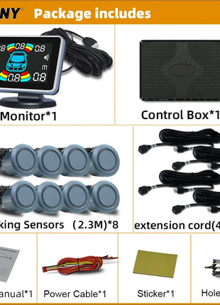 Parktronic 8 Parking Sensor Car Automobile Reversing Backup Radar Electronics Rear  Auto Detector Backing Assistance Kit Buzzer