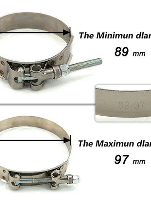 2/2.25/ 2.5/ 2.75/ 3/ 3.25/ 3.5/4 inch T-Bolt Exhaust 304 Clamp Intake Turbo Exhaust Intercooler Silicone Coupler Steel Hose Clamps