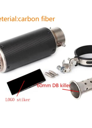 motorcycle exhaust inox muffler carbon fiber exhaust Universal 51/60mm with DB Killer for z900 R3 R25 MT07 MT09 R1 Z400 Z650