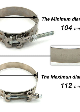 2/2.25/ 2.5/ 2.75/ 3/ 3.25/ 3.5/4 inch T-Bolt Exhaust 304 Clamp Intake Turbo Exhaust Intercooler Silicone Coupler Steel Hose Clamps