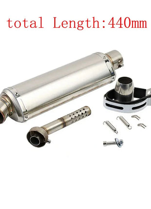 51mm Universal Motorcycle Exhaust Muffler Escape 310 370 440 mm Pipe 100cc-1000cc ATV GP Scooter For fz6 pcx125 Stainless Steel