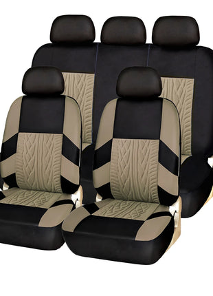 AUTO HIGH Universal Embroidery Car Seat Covers Full Set Polyester Fit Most Cars Truck SUV Van Front Rear Protector