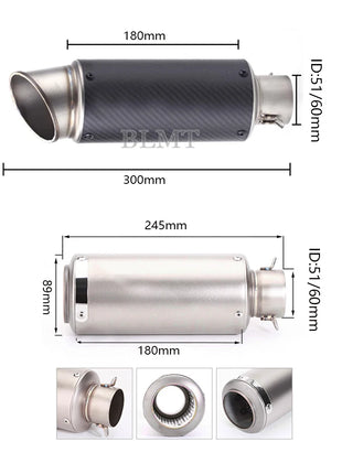 Universal 51/60mm motorcycle sc exhaust inox muffler carbon fiber exhaust with DB Killer for z900 R3 R25 MT07 MT09 R1 Z400 Z650