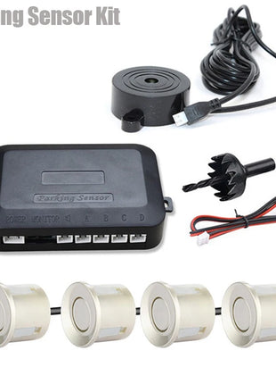 Risingon 12V 22mm Car Parking Sensor Kit Universal 4 Sensors Buzzer Reverse Backup Radar Sound Alert Indicator Probe System