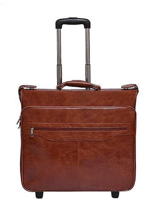 One-way wheel black PU leather suit bag business trolley bag