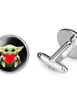 Baby Yoda Cufflinks Anime Cuff Links For Men Boys Shirt Cufflinks
