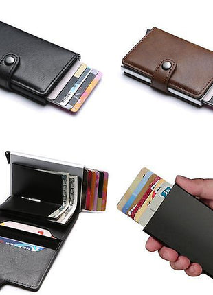 Smart RFID Protection Wallet Card Holder 5st Card Genuine Leather 5...