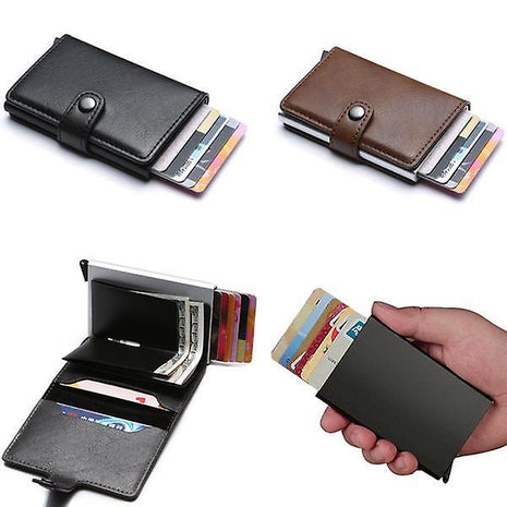 Smart RFID Protection Wallet Card Holder 5st Card Genuine Leather 5...