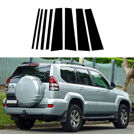 8P Gloss Black Pillar Posts Covers Window Door Trim For Lexus GX470 J120 2003-09